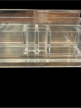 VTG Guzzini Acrylic Desk Makeup Organizer Lucite Caddy 70s 80s Clear Thick READ